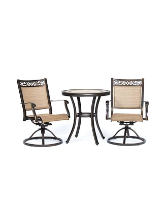 Mondawe 3-Piece Patio Dining Set Cast Aluminum Bistro Set Round 28 in. H Table and 2 Swivel Chair