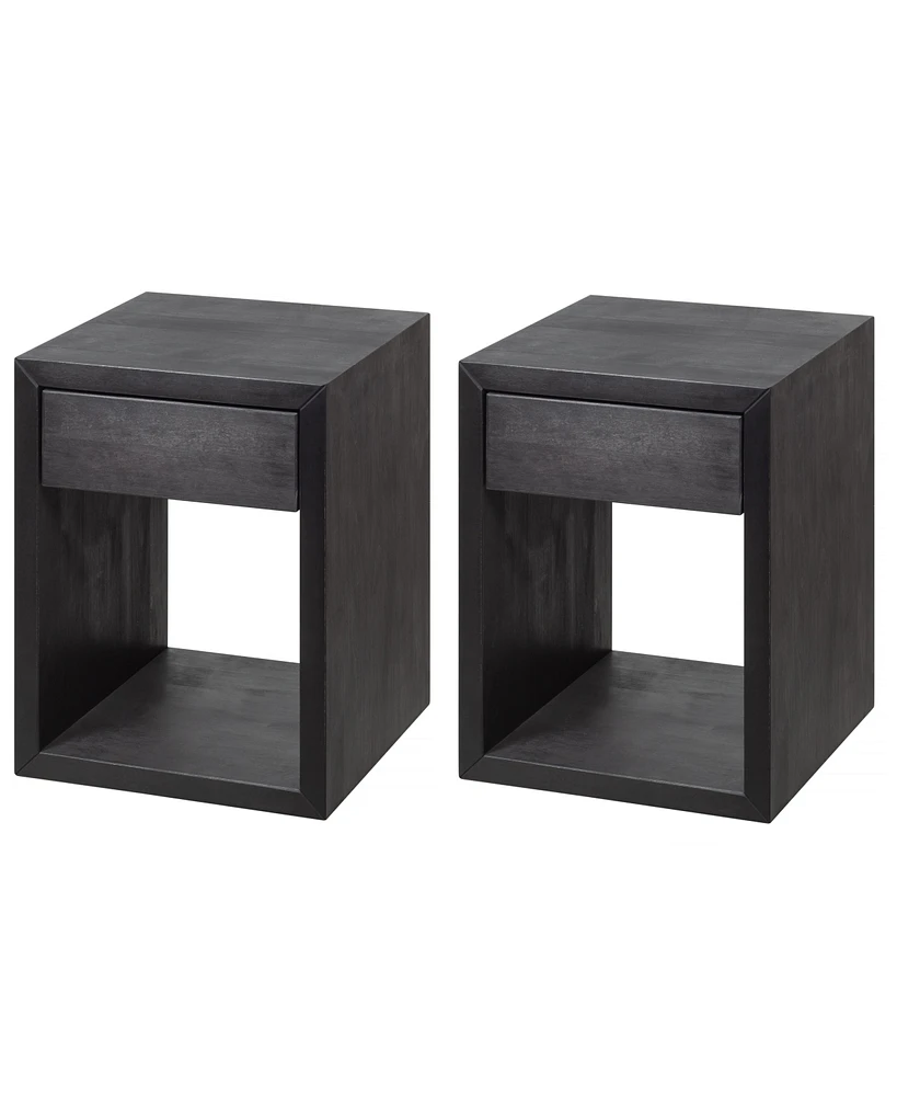 Woodek Set Of 2 Hardwood Nightstand With Hidden Storage - Innovative Bedside Table