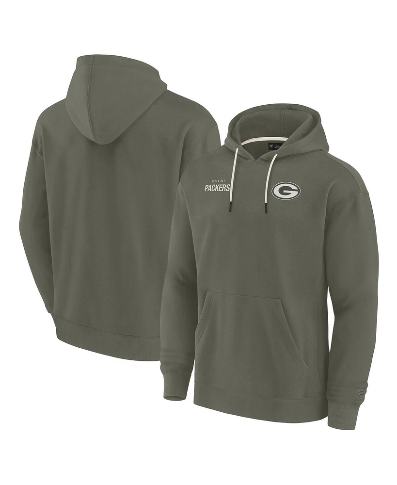 Fanatics Signature Men's and Women's Olive Green Bay Packers Elements Super Soft Fleece Pullover Hoodie