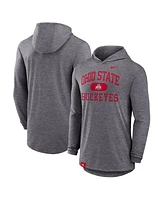 Nike Men's Heather Gray Ohio State Buckeyes Blitz Hoodie Long Sleeve T-Shirt