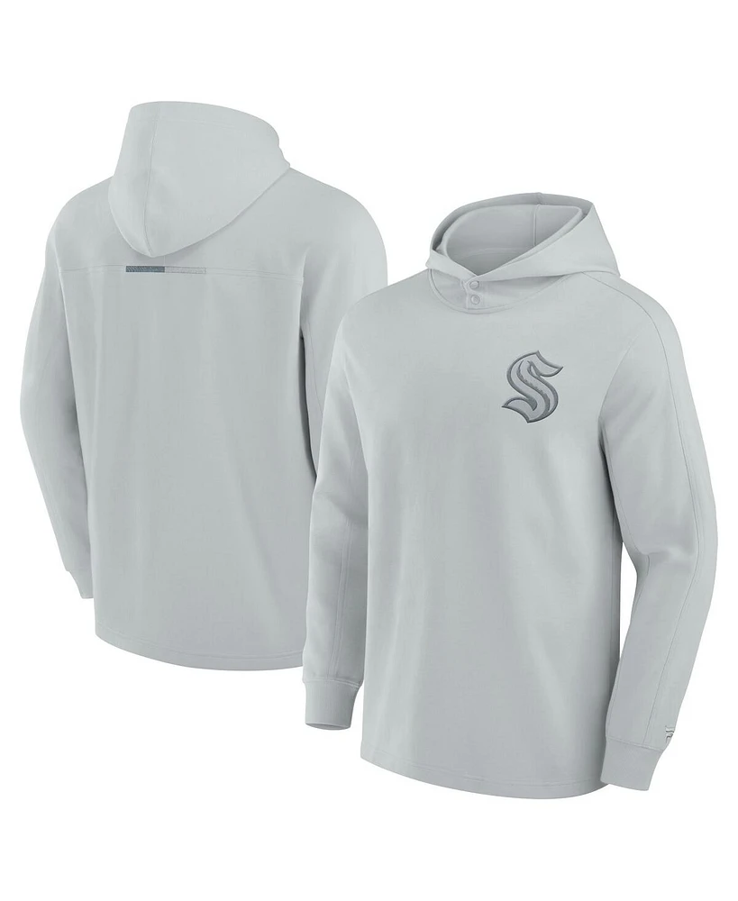 Fanatics Men's Signature Gray Seattle Kraken Elements Lightweight Tri-Blend Fleece Hoodie