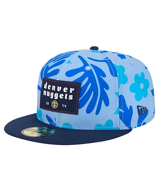 New Era Men's Blue Denver Nuggets Palm Fronds 2-Tone 59FIFTY Fitted Hat