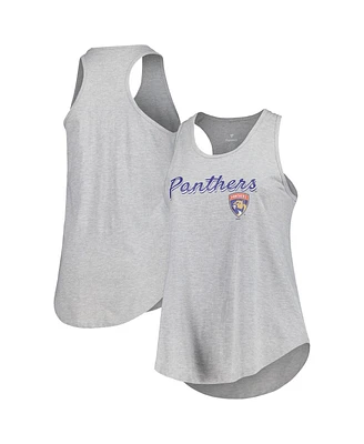 Fanatics Women's Heather Gray Florida Panthers Plus Racerback Tank Top