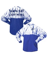 Spirit Jersey Men's and Women's Blue Tampa Bay Lightning Crystal Half Dye Long Sleeve T-Shirt