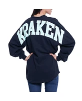 Fanatics Women's Navy Seattle Kraken Lace Up Long Sleeve Spirit Top