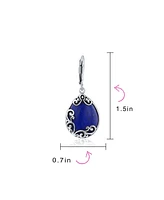 Bling Jewelry Western Style Teardrop Scroll Filigree Scroll Blue Natural Lapis Lazuli Lever Back Dangle Earrings For Women Sterling Silver