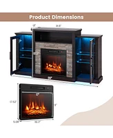 Fireplace Tv Stand with Led Lights & Electric For 65" Wall-Mounted