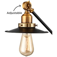 360 Lighting Taurus Industrial Rustic Western Desk Table Lamp with Usb Charging Port Adjustable 20" High Black Gold Metal for Living Room Bedroom Hous