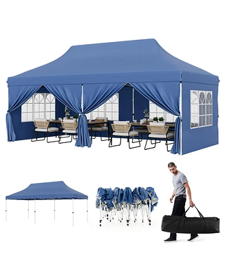 Slickblue 10 x 20 Ft Pop up Canopy with 6 Sidewalls and Windows Carrying Bag for Party Wedding Picnic