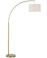 360 Lighting Cora Modern Mid Century Arc Floor Lamp Standing 72" Tall Classic Brass Gold White Linen Drum Shade Decor for Living Room Reading Bedroom