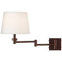 360 Lighting Vero Modern Swing Arm Wall Lamp with Usb Charging Port Oil Rubbed Bronze Plug-In Light Fixture Cream Drum Shade for Bedroom Bedside House