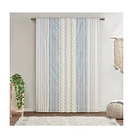 Ink+Ivy Cotton Printed Curtain Panel with Chenille Stripe and Lining