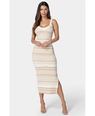 Bebe Women's Striped Sweater Midi Dress