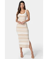 Bebe Women's Striped Sweater Midi Dress