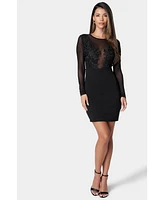 bebe Women's Lace Illusion Knit Dress