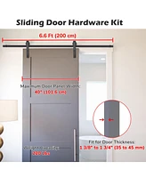 Aquaterior 6.6 Ft Sliding Barn Door Hardware Kit Closet Hang Style Track Rail