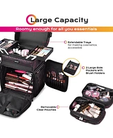 Byootique Soft Sided Rolling Makeup Train Case Cosmetic Organizer Crocodile Makeup Case Trolley Makeup Artist Nail Technician