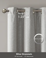 SunSmart Como Tonal Printed Faux Silk Room Darkening Curtain for Bedroom, Grommet Top Design Panels Pair Living Room
