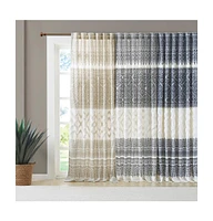 Mila Cotton Curtain Panel with Chenille Detail and Lining, 50"W x 84"L