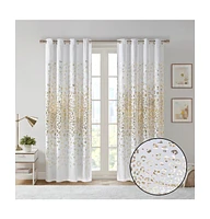 Intelligent Design Lillie Grommet Top Metallic Leopard Print Total Blackout Curtain 1 Panel, White/Gold, 50"W x 63"L