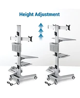 Yescom Desktop Pc Mobile Cart for Dual Monitor Wheel Printer Computer Desk Workstation