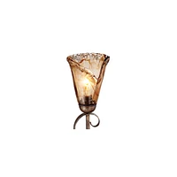 Franklin Iron Works Amber Scroll Rustic Wall Sconce Lighting Golden Bronze Metal Hardwired 23 1/2" High Fixture Amber Art Glass Decor for Bedroom Bath