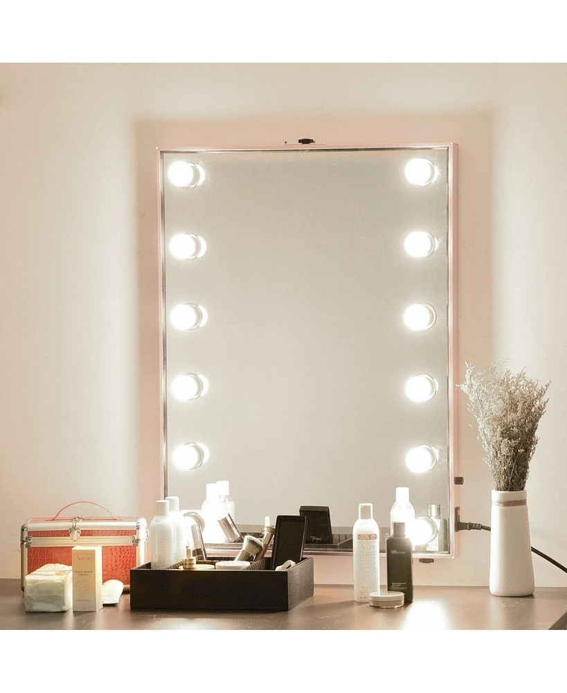 Byootique Lighted Hollywood Vanity Mirror 12pcs Dimmable Led Tabletop Wall Mount Makeup