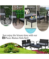 Costway 8PCS Patio Rattan Furniture Set Garden Deck
