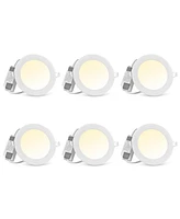 DELight 5" Led Recessed Ceiling Panel Down Light Round 3 Color Slim Spot Lamp 6 Pack