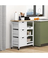 Homcom Rolling Kitchen Island Cart, Bar Serving Cart with Drawers