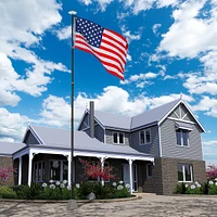 Yescom Ez Go 20 Ft Telescopic Aluminum Flag Pole Kit with 136 Led Solar Light Us Flag Garden