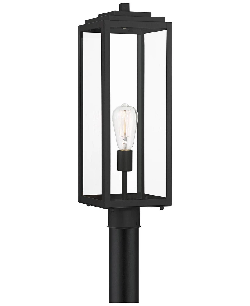 John Timberland Titan Modern Outdoor Post Light Fixture Mystic Black 21 3/4" Clear Glass Panel for Exterior Barn Deck House Porch Yard Patio Outside G