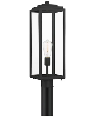 John Timberland Titan Modern Outdoor Post Light Fixture Mystic Black 21 3/4" Clear Glass Panel for Exterior Barn Deck House Porch Yard Patio Outside G