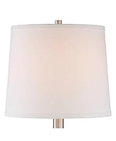 360 Lighting Camile Modern Table Lamps 25" High Set of 2 with Hotel Style Usb Charging Port Brushed Nickel Off White Drum Shade for Living Room Desk B