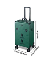Byootique Rolling Makeup Train Case Cosmetic Organizer Trolley 2 Drawer Lockable