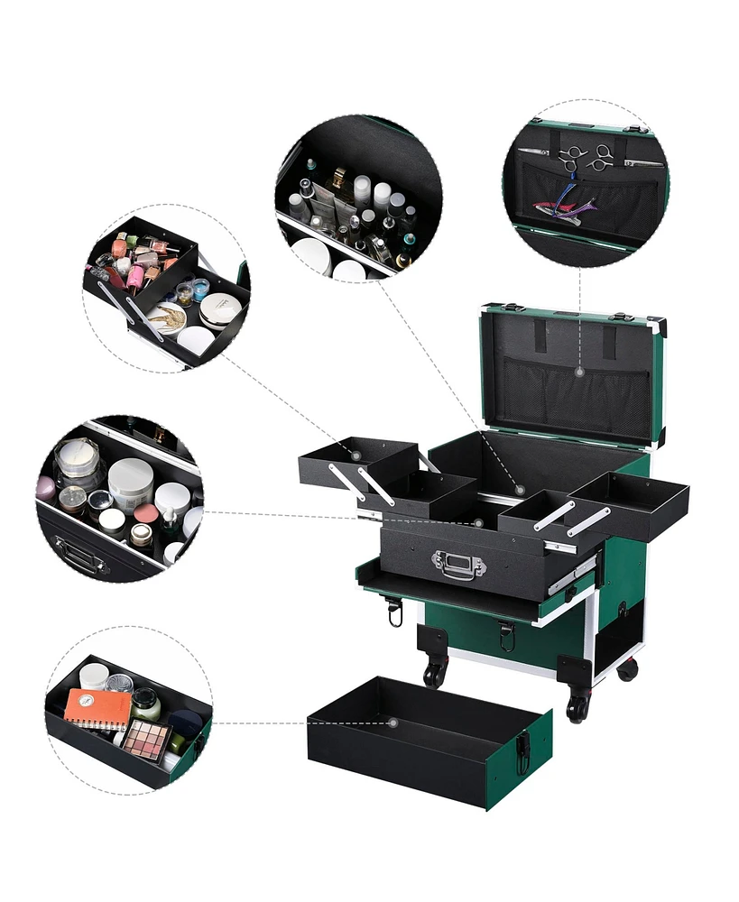 Byootique Rolling Makeup Train Case Cosmetic Organizer Trolley Lockable Vanity