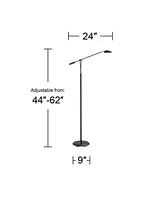 Arnie Traditional Farmhouse Industrial Farmhouse Pharmacy Light Floor Lamp Standing Led 62" Tall Sleek Black Metal Chrome Adjustable Arm Round Sh