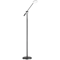 360 Lighting Arnie Traditional Industrial Pharmacy Light Floor Lamp Standing Led 62" Tall Sleek Black Metal Chrome Adjustable Arm Round Shade Decor fo