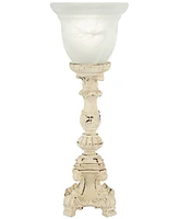 Regency Hill Traditional Country Cottage Console Accent Table Lamp 18 1/4" High French Beige Alabaster Glass Uplight Shade Decor for Living Room Bedro