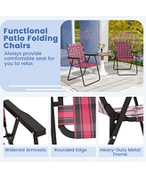 Costway 2PCS Folding Beach Chair Camping Lawn Webbing