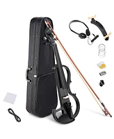 Yescom 4/4 Full Size Electric Violin Wood Silent Fiddle Fittings Headphone