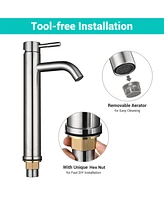 Yescom 12" Modern Bathroom Lavatory Vessel Sink Faucet Single Handle Brushed Nickel