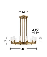 Stiffel Aron 36" Wide Brass 12-Light Wagon Wheel Chandelier