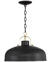 Possini Euro Design Camden Black Warm Brass Hanging Pendant Lighting 15 3/4" Wide Farmhouse Industrial Rustic Dome Shade for Dining Room Living House