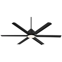 Casa Vieja 65" Ultra Breeze Modern Industrial Outdoor Ceiling Fan with Dimmable Led Light Remote Control Matte Black Wet Rated for Patio Exterior Hous
