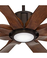 80" Defender Rustic Farmhouse Outdoor Ceiling Fan with Dimmable Led Light Remote Control Oil Rubbed Bronze Damp Rated for Patio Exterior House Home Po