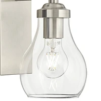 Possini Euro Design Danvers Modern Wall Sconce Lighting Brushed Nickel Silver Hardwired 8" High Fixture Clear Glass Globe Shade for Bedroom Bathroom B