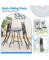 Costway Set of Mosaic Chairs for Patio with Decorative Backrest Heavy-Duty Frame