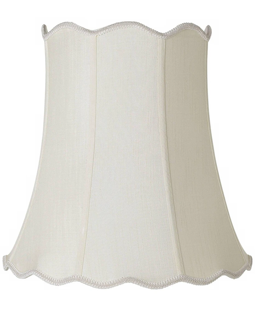 Imperial Shade Creme Large Scallop Bell Lamp Shade 12" Top x 18" Bottom x 18" Slant x 17.5 High (Spider) Replacement with Harp and Finial