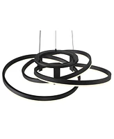 Possini Euro Design McKenna Sanded Black Pendant Lighting 26 1/2" Wide Modern Ribbon Rings Dimmable Led Fixture for Dining Room House Foyer Kitchen Is
